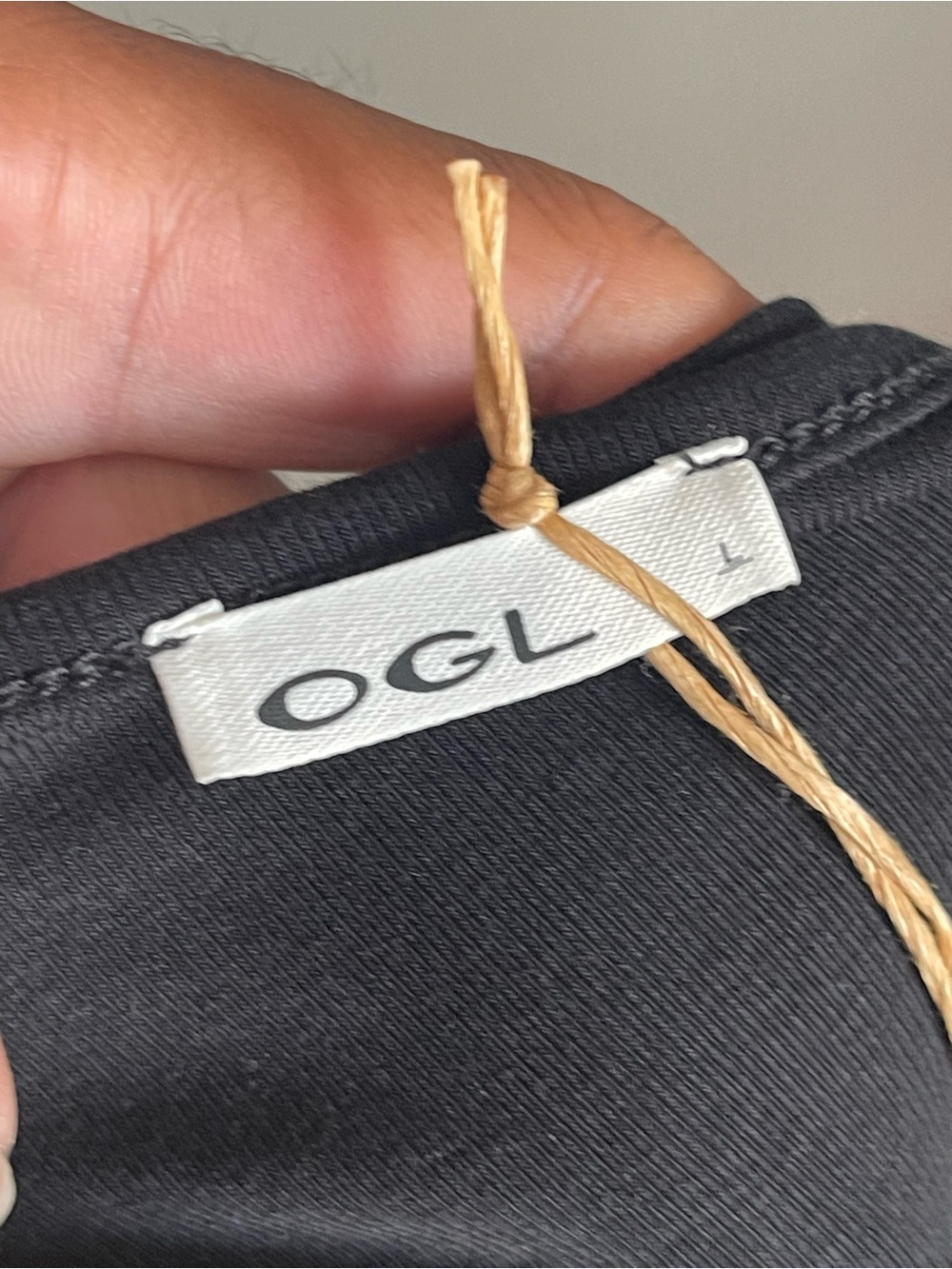 OGL | Black Asymmetrical Cowl Neck Ruched Top Sz L - Picture 9 of 10